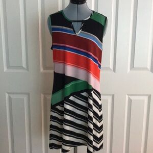 Isle by Melis Kozan Sleeveless Multicolor Stripe A-Line Dress M